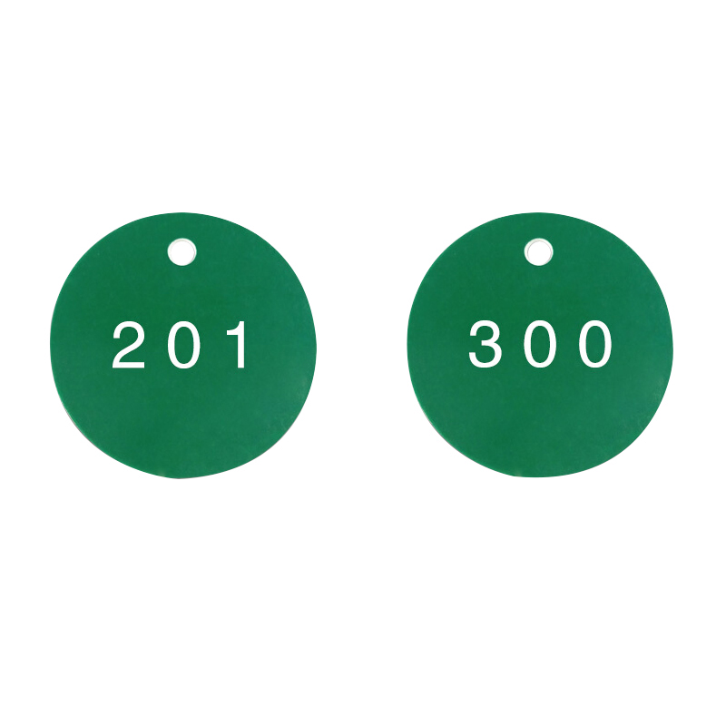 安赛瑞 14765 圆形塑料号码吊牌 Φ29mm 100个/包 （单位：包） 编号201-300 绿白