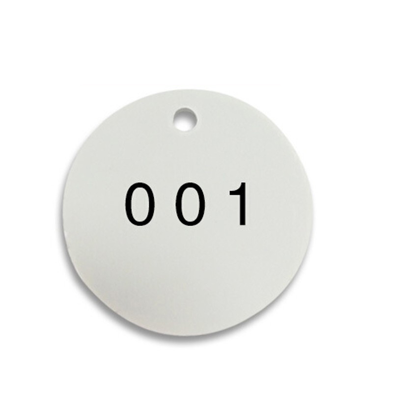 安赛瑞 14773 圆形塑料号码吊牌 Φ29mm 100个/包 （单位：包） 编号001-100 白黑