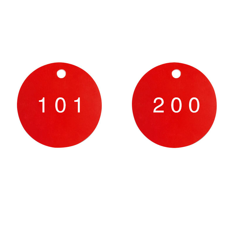 安赛瑞 14775 圆形塑料号码吊牌 Φ29mm 100个/包 （单位：包） 编号101-200 红白