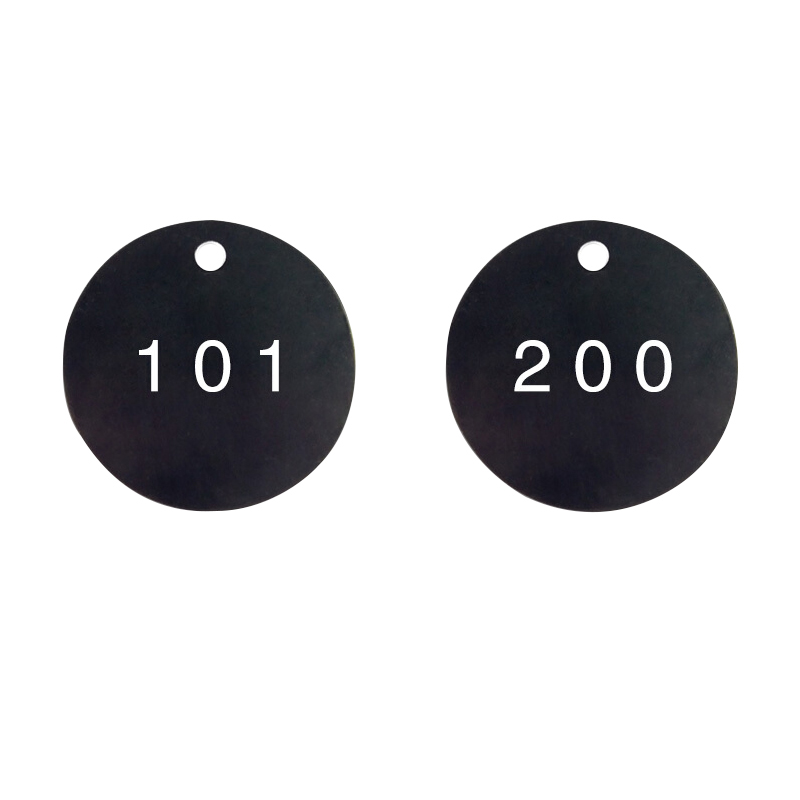 安赛瑞 14776 圆形塑料号码吊牌 Φ29mm 100个/包 （单位：包） 编号101-200 黑白