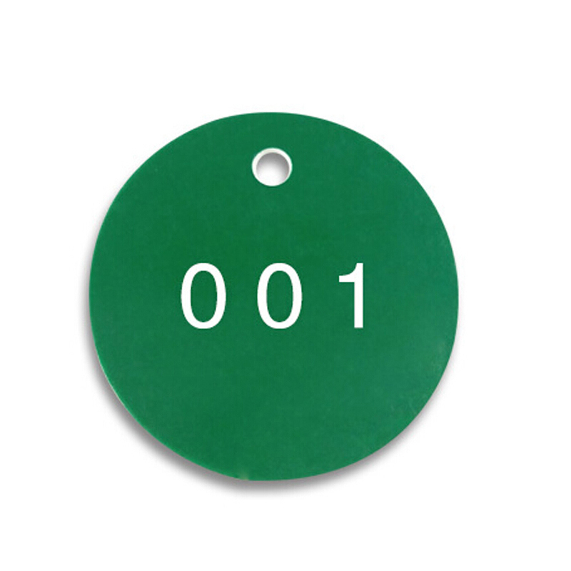 安赛瑞 14844 圆形塑料号码吊牌 Φ31.8mm 100个/包 （单位：包） 编号001-100 绿白