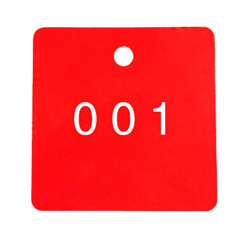 安赛瑞 14853 正方形塑料号码吊牌 31.8*31.8mm 100个/包 （单位：包） 编号001-100 红白