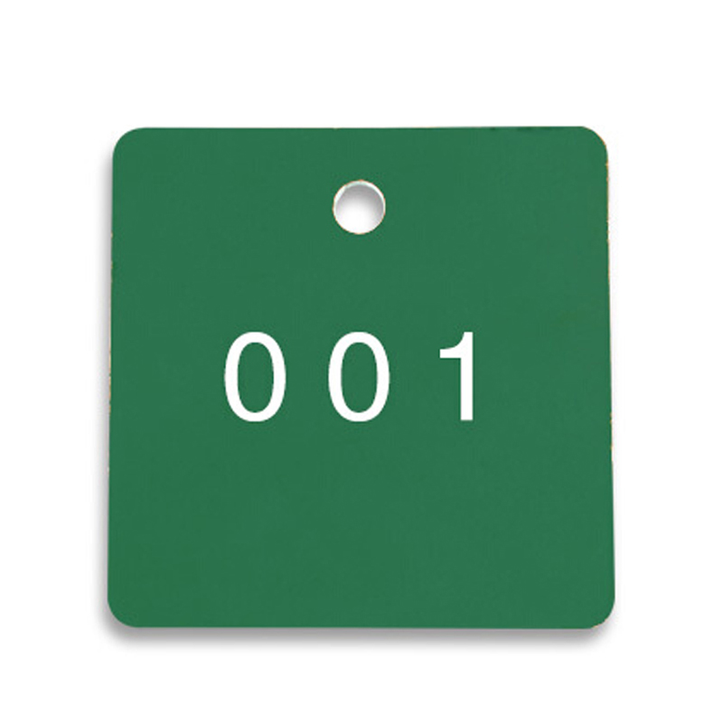 安赛瑞 14856 正方形塑料号码吊牌 31.8*31.8mm 100个/包 （单位：包） 编号001-100 绿白