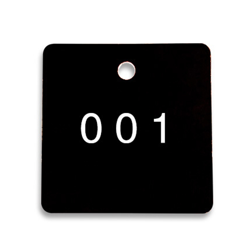 安赛瑞 14859 正方形塑料号码吊牌 31.8*31.8mm 100个/包 （单位：包） 编号001-100 黑白
