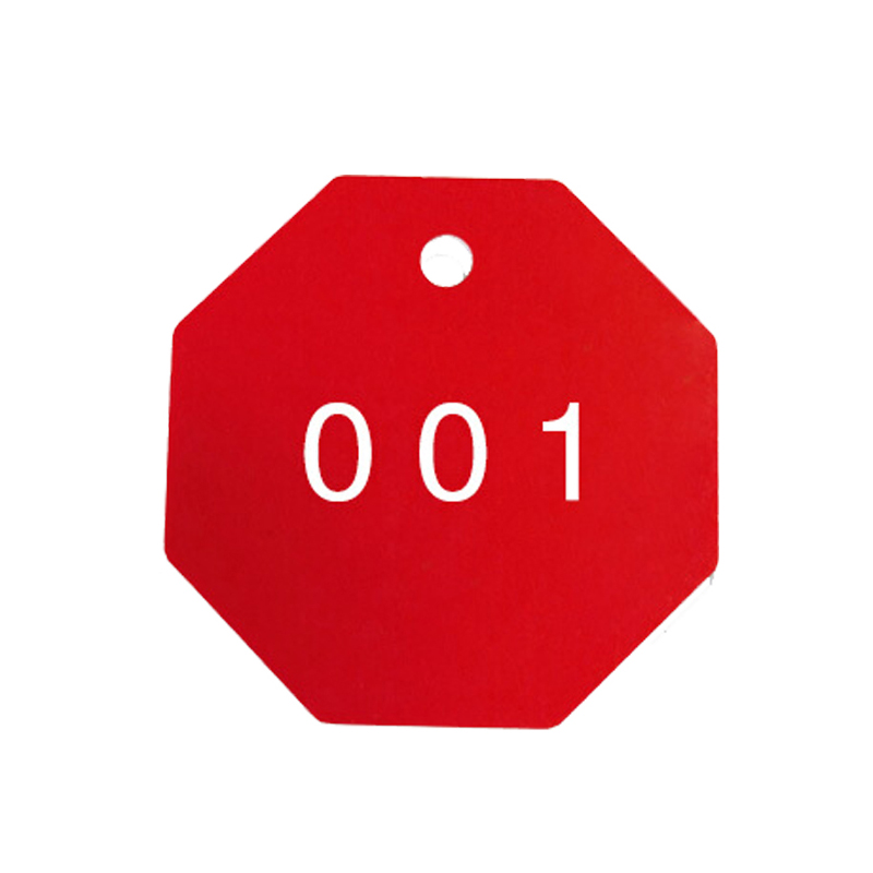 安赛瑞 14865 八边形塑料号码吊牌 Φ31.8mm 100个/包 （单位：包） 编号001-100 红白