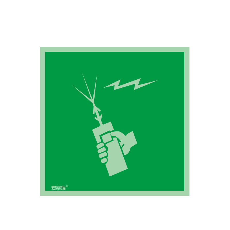 安赛瑞 21014 自发光板 船用IMO安全标志 15*15cm （单位：张） 救生艇（筏）手持无线电话机 