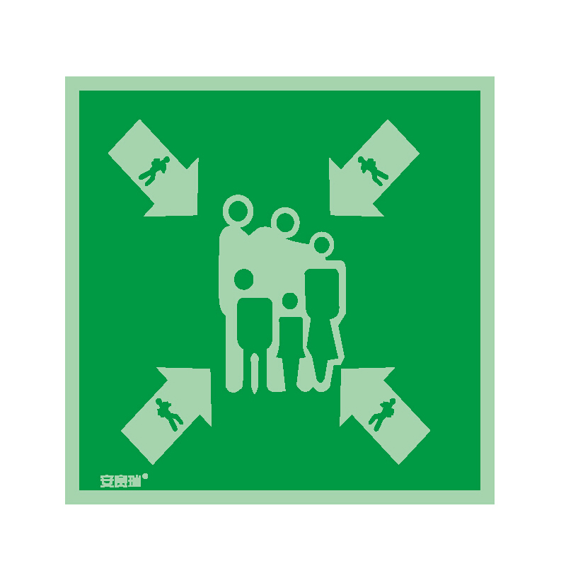 安赛瑞 20260 自发光不干胶 船用IMO安全标志 15*15cm （单位：张） 紧急集合点 