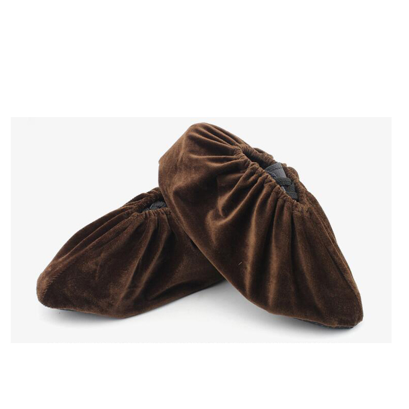 安赛瑞 13750 绒布防滑底鞋套 15*31cm 10双/包 （单位：包） 绒布面料 防滑胶底 棕色