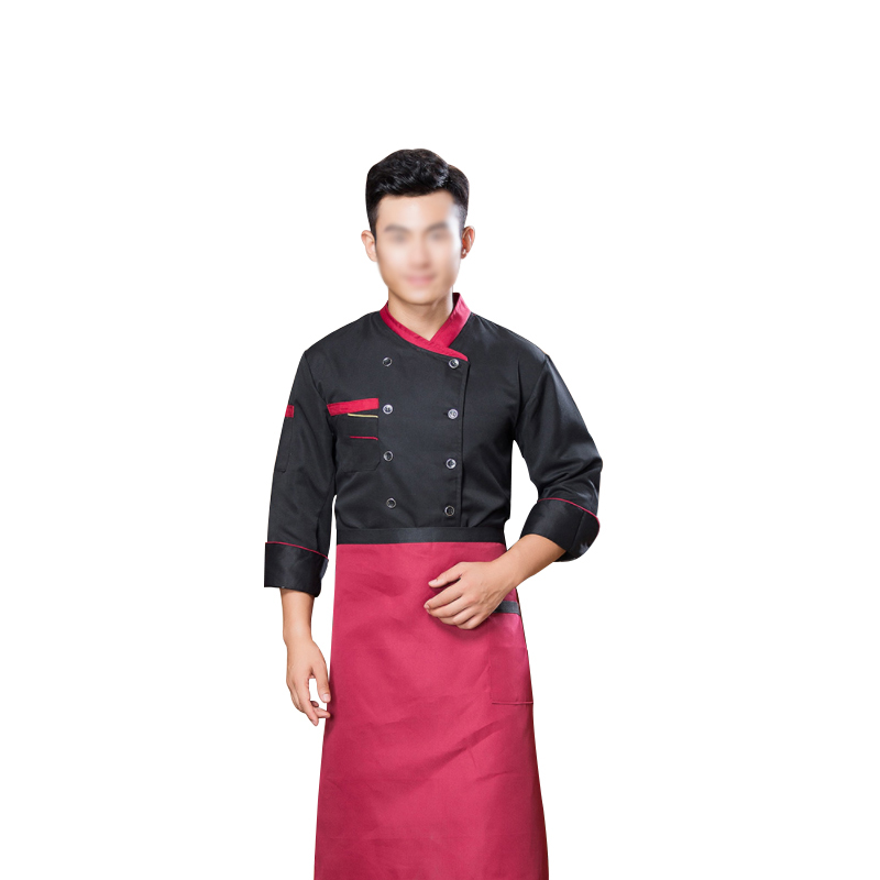 安赛瑞 10477 长袖厨师工作服 L 2件/包 （单位：包）  黑色