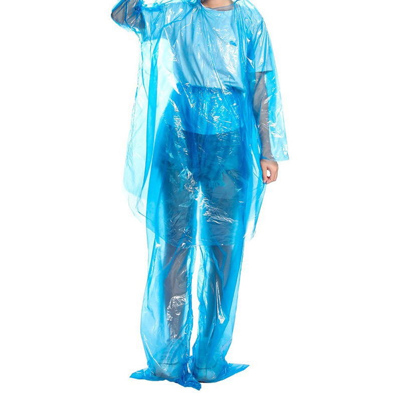易美丽诺 LC0082 一次性雨衣套装 分体连脚款 （单位：套） 无松紧袖 蓝色