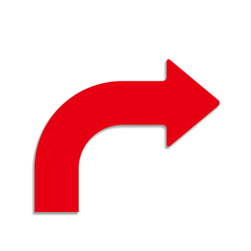 安赛瑞 11947 耐磨型向右拐箭头地贴 420*350*100mm 10片/包 （单位：包）  红色