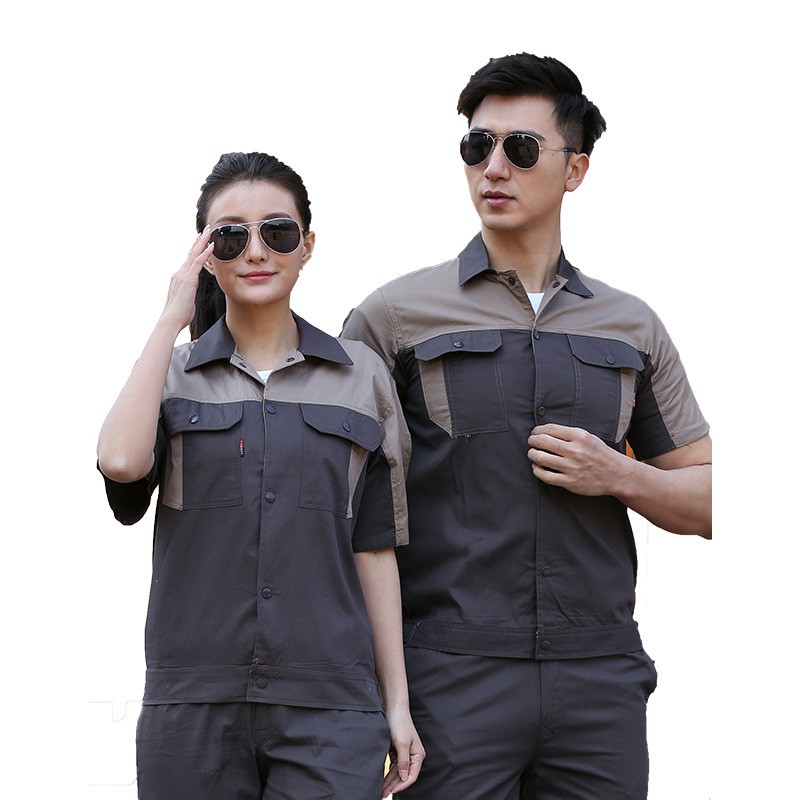 艾宏 AH 190 纯棉工作服短袖 4XL码 （单位：件）  深灰卡其