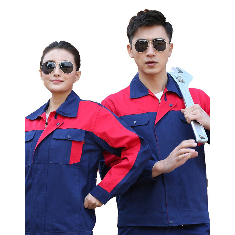 艾宏 AH 170 纯棉工作服秋冬长袖 L码 （单位：件）  藏蓝红肩