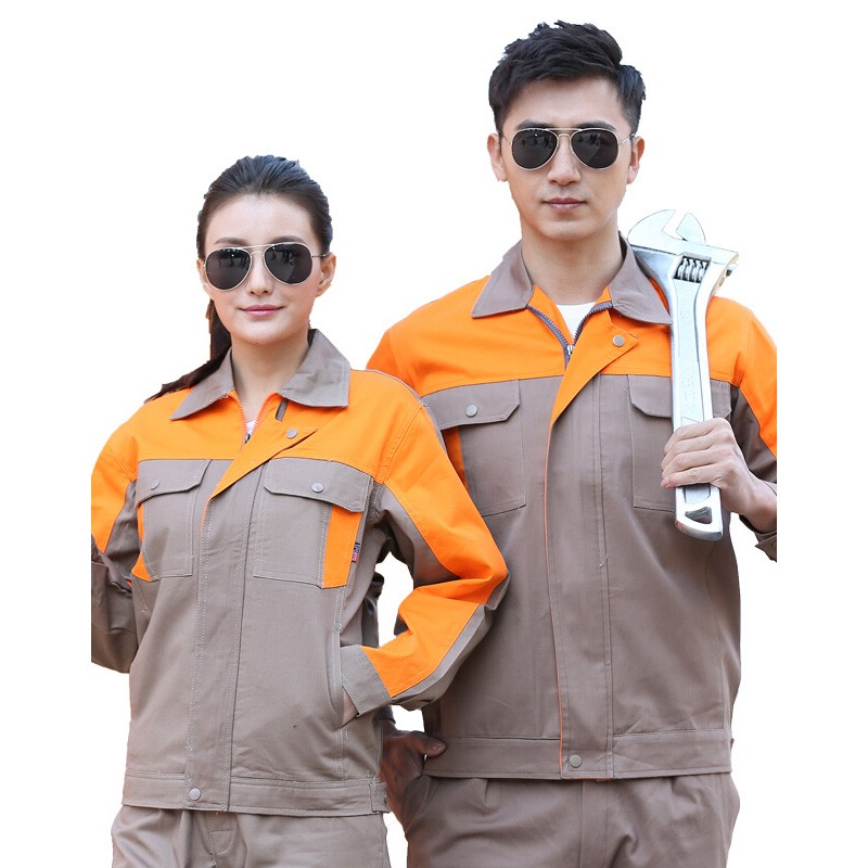 艾宏 AH 165 纯棉工作服秋冬长袖 M码 （单位：件）  卡其橘肩