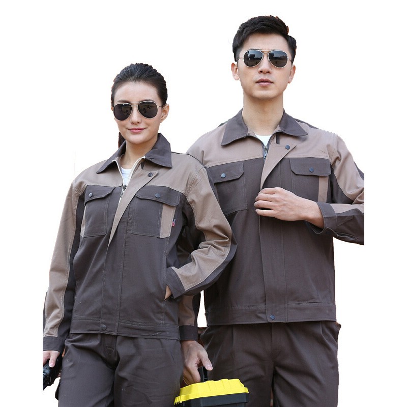 艾宏 AH 165 纯棉工作服秋冬长袖 M码 （单位：件）  深灰卡其肩