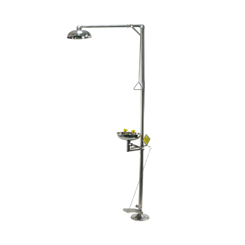 海斯迪克 HK-673 304不锈钢双口喷淋洗眼器 脚踏双开关紧急冲淋式 （单位：套）  