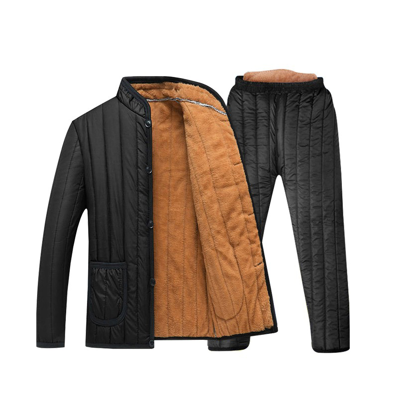 安赛瑞 300933 加绒棉衣棉裤套装 尺码可选 （单位：套）  黑色