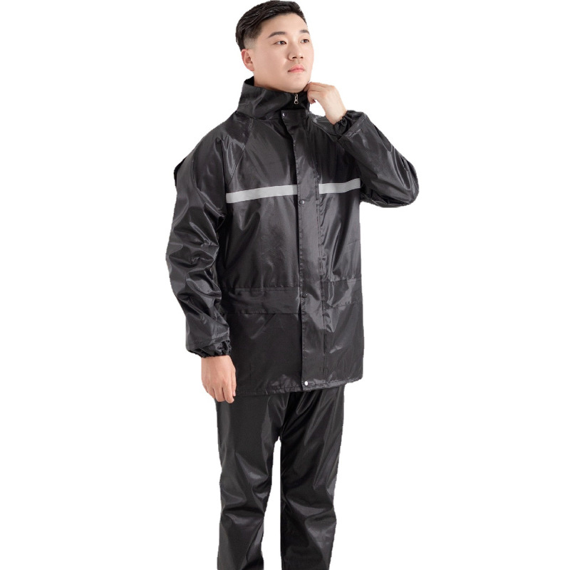 雨航 基础款单帽檐 分体式雨衣雨裤套装 反光单层牛津布 （单位：套）  黑色