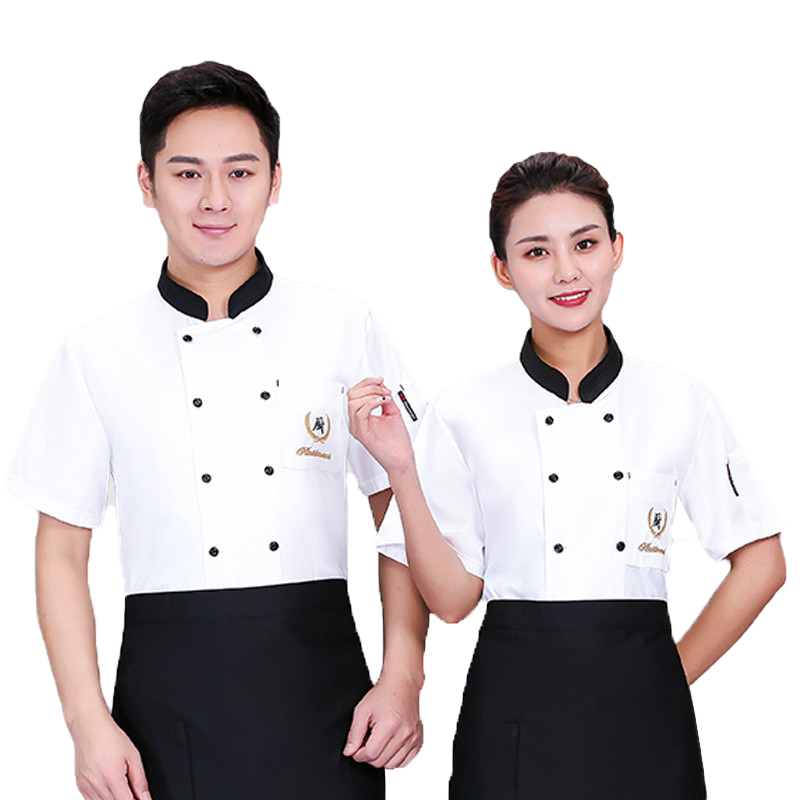 耐典 夏季装 短袖厨师服 可现做logo 2XL （单位：套）  白色