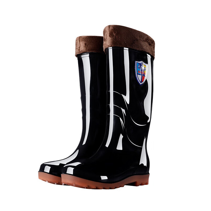 谋福 3319 冬季防水防滑牛筋底雨鞋 高筒 短绒 （单位：双）  