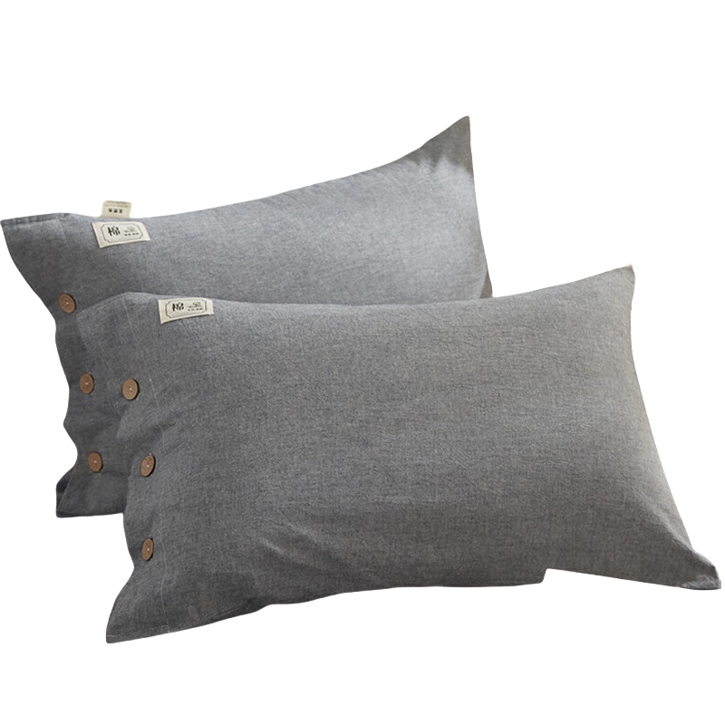 无印良品（MUJI） A类抑菌 全棉纽扣枕套 48*74cm （单位：个） 纯棉 灰色