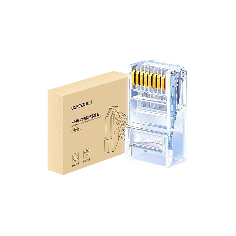 绿联（UGREEN） 60558 六类非屏蔽水晶头 100个/包 （单位：包）  