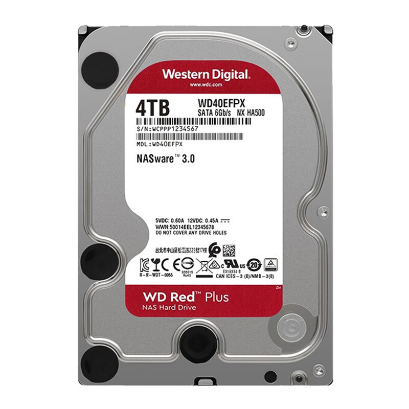 西部数据（WD） WD40EFPX-4TB-PLUS 台式机机械硬盘 4TB 红盘Plus （单位：个）  
