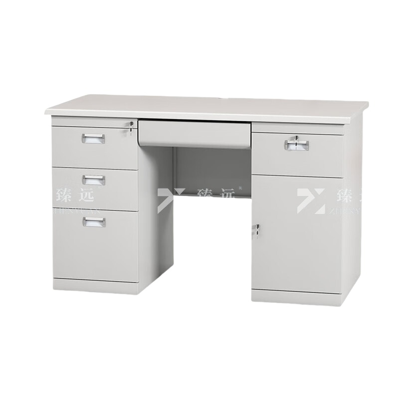 臻远 ZY-GZZ-04 一字型办公桌 长1400*宽600*高760mm （单位：张） 带锁抽屉带柜 橡木灰