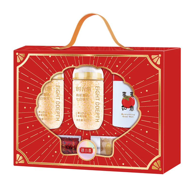 富昌 时光瓶 有机富硒七白银耳礼盒 80g （单位：盒）  