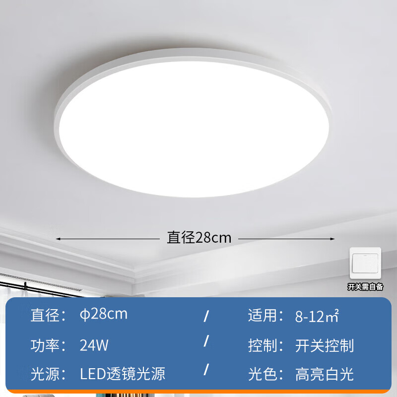 雷士（NVC） 三防灯塑料 圆形LED吸顶灯 24W 28cm （单位：个） 白光 经典白