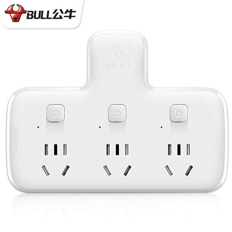 公牛（BULL） GN-96033 转换插头/品字形一转三插座 3位分控插座 （单位：个）