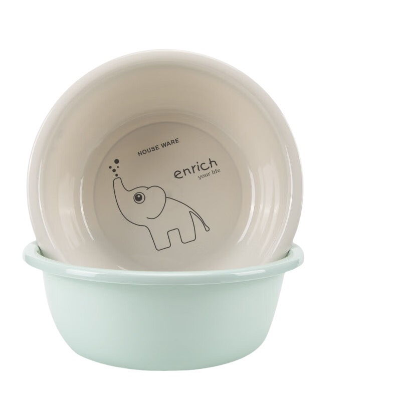 本迪 塑料 加厚洗脸盆 36cm 2只/组 （单位：组）  米色+蓝色