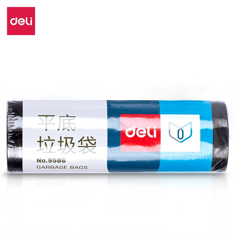 得力（deli） 9586 平底垃圾袋 450*500*0.007mm 30个/卷 10卷/组 （单位：组）  黑色