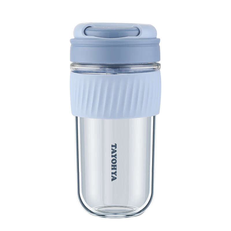 多样屋 TA31-0068BP 甜甜圈双饮玻璃杯 520mL （单位：个）  蓝色