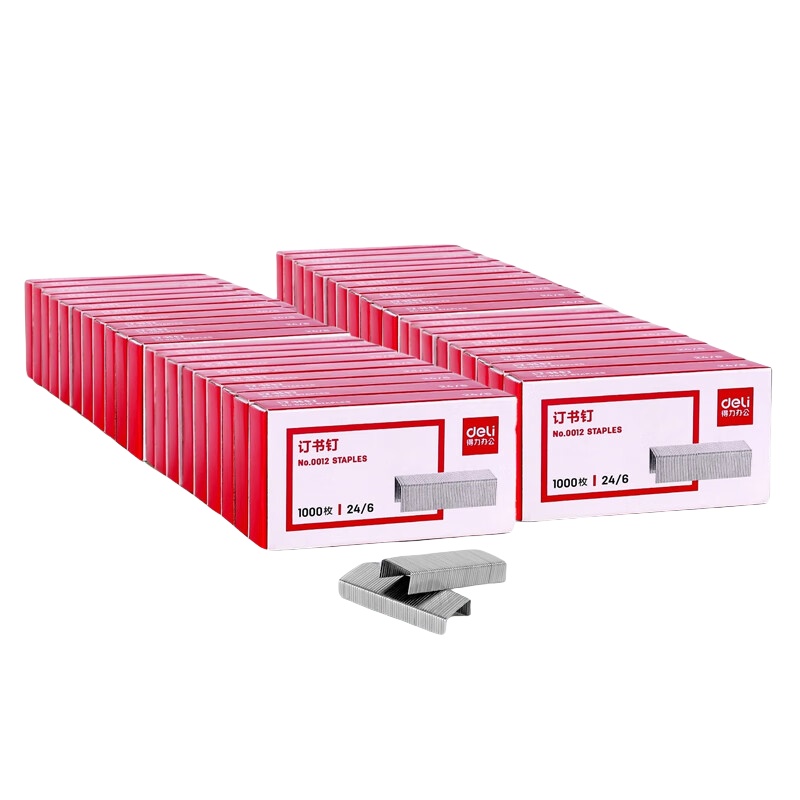 得力（deli） P0012S 24/6高强度订书钉 1000枚/盒 24盒/组 （单位：组） 可订25页 
