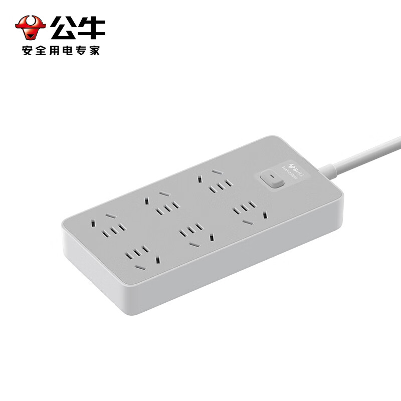 公牛（BULL） GN-Z1061J Z世代插线板 6位总控开关全长3米 （单位：个） 陨石灰