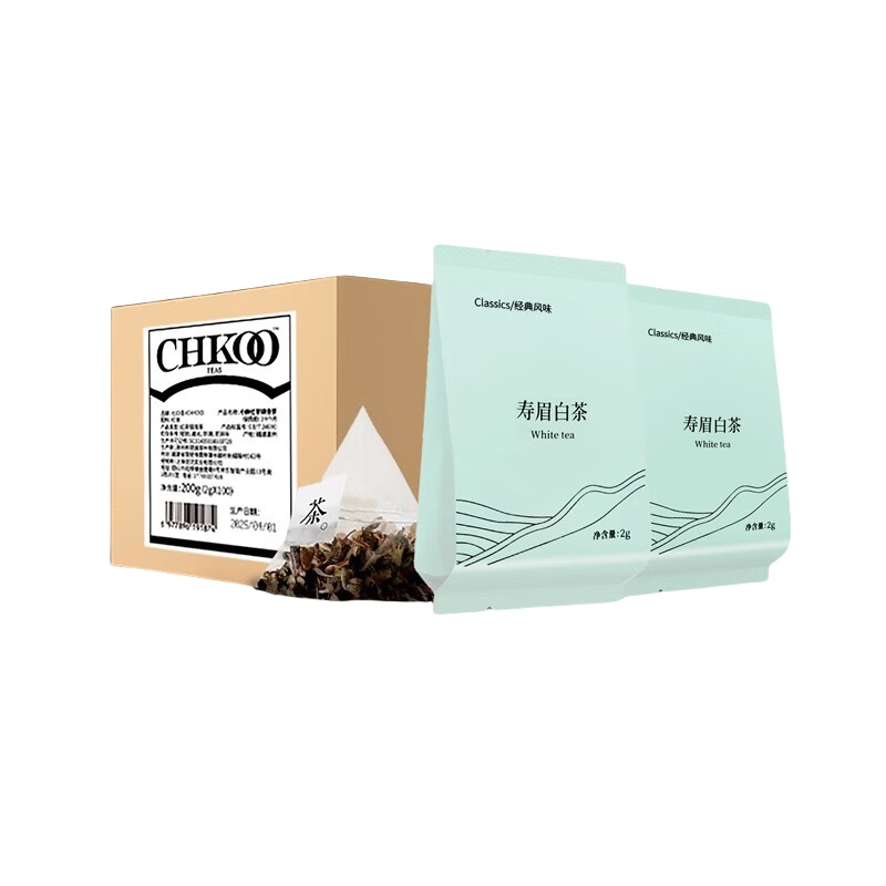 七口香 寿眉白茶 袋泡茶 2g/包 100包/盒 （单位：盒）  