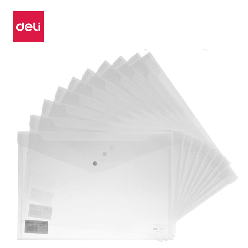 得力（deli） 5505 按扣透明文件袋 235*335mm 10只/包 （单位：包）  透明