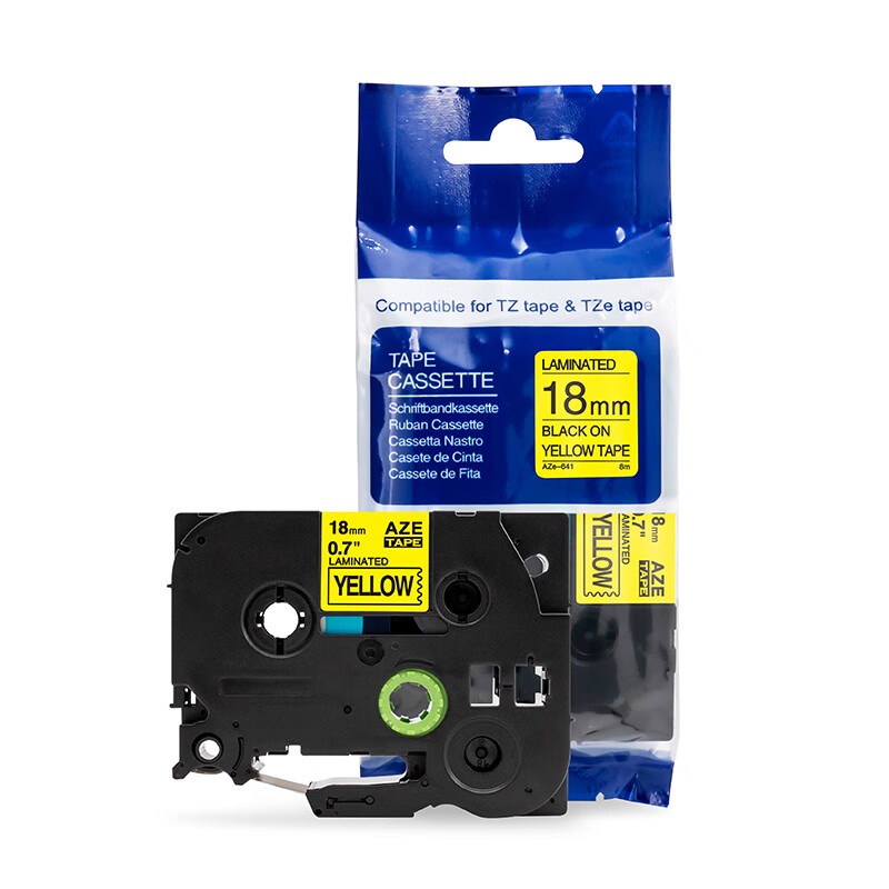 雅柯莱（YCN） AZE-641-Y 标签色带 18mm*8m （单位：个） 黄底黑字