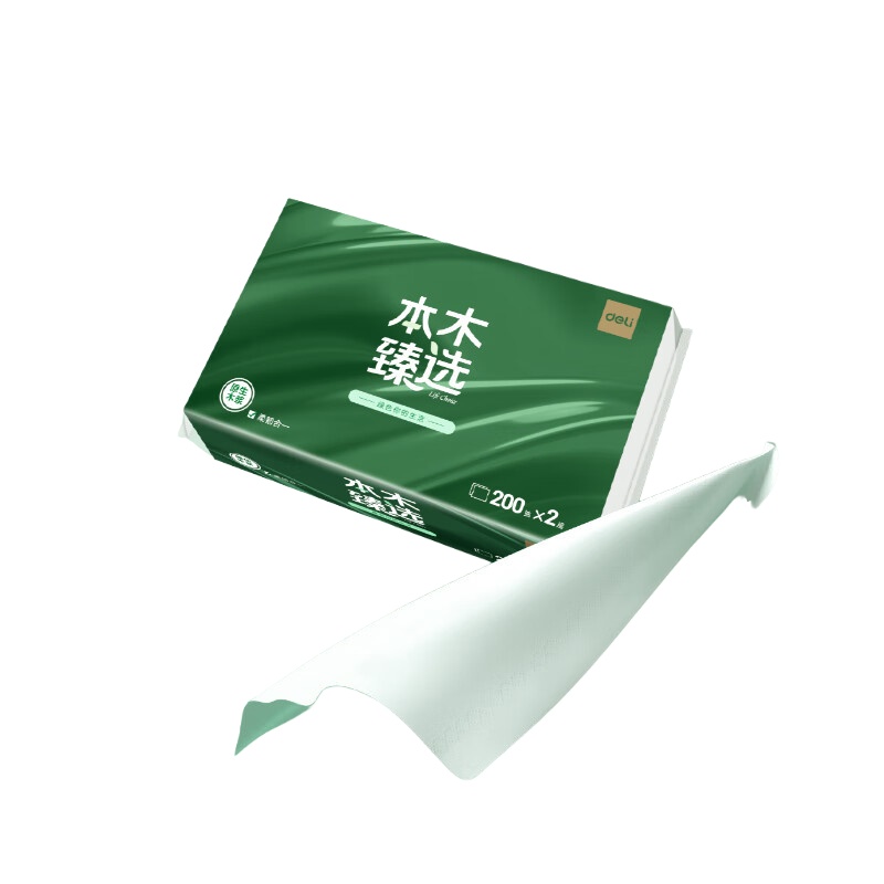 得力（deli） CC2200-01 本木臻选 抽纸 2层 200抽/包 （单位：包） 白色