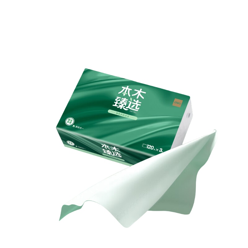 得力（deli） MR3120-03 本木臻选 抽纸 3层 120抽/包 M码 （单位：包） 白色