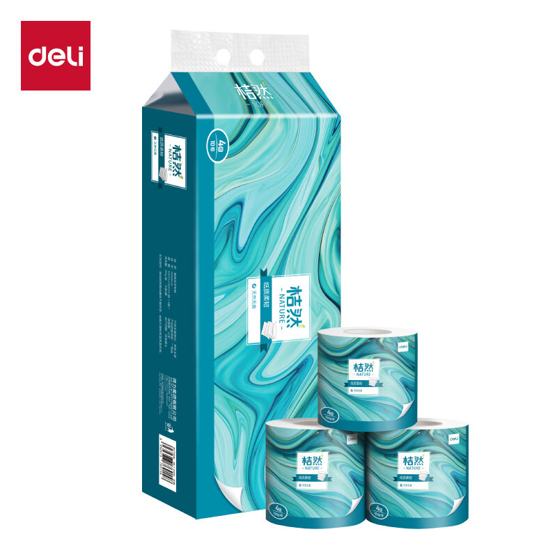 得力（deli） WJ4120-01 桔然 有芯卷纸 4层 120g/卷 10卷/提 （单位：提） 白色