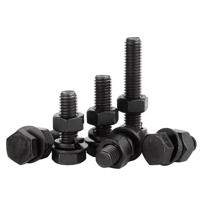 冰禹（ICEY） M14*50 外六角螺栓套件 8.8级 碳钢  发黑 全牙 配1螺母1平垫 1弹垫 （单位：套）