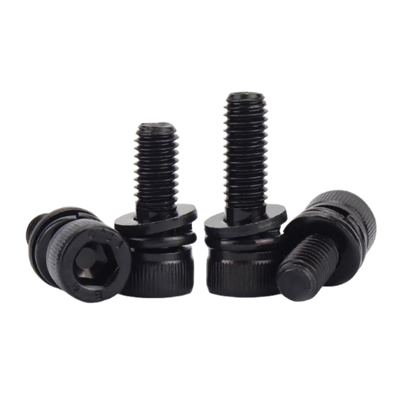 万谦 M12*60mm 内六角螺栓套装 8.8级 发黑 全牙 配1平垫1弹垫 （单位：个）