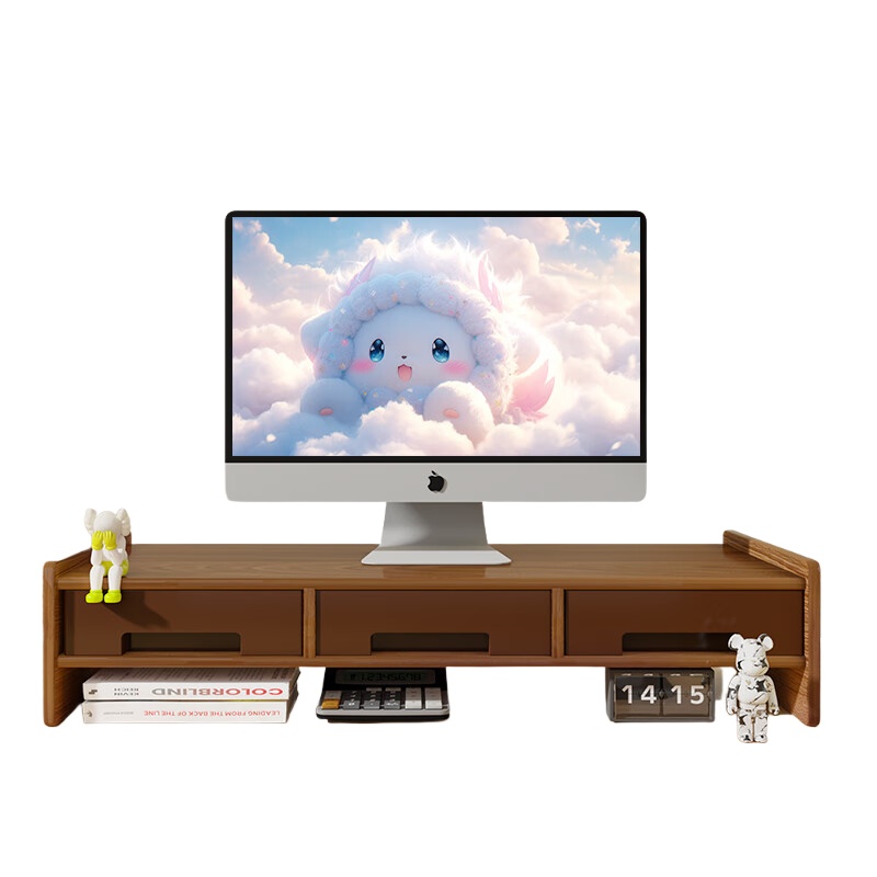 优必利 5070 电脑增高架 双层三抽屉 （单位：台） 胡桃木色