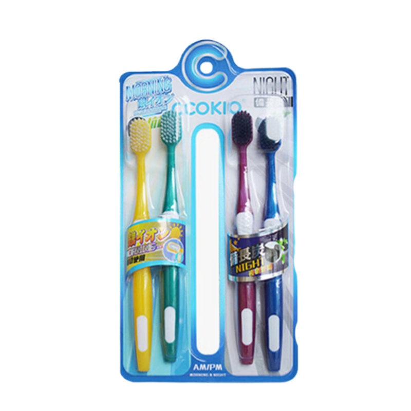 酷优客 抗菌 银炭宽头早晚牙刷 4支/组 （单位：组）