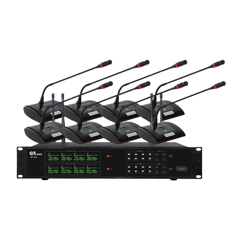 启诺（QN） QN-968 无线会议话筒 一拖八 （单位：套） 黑灰