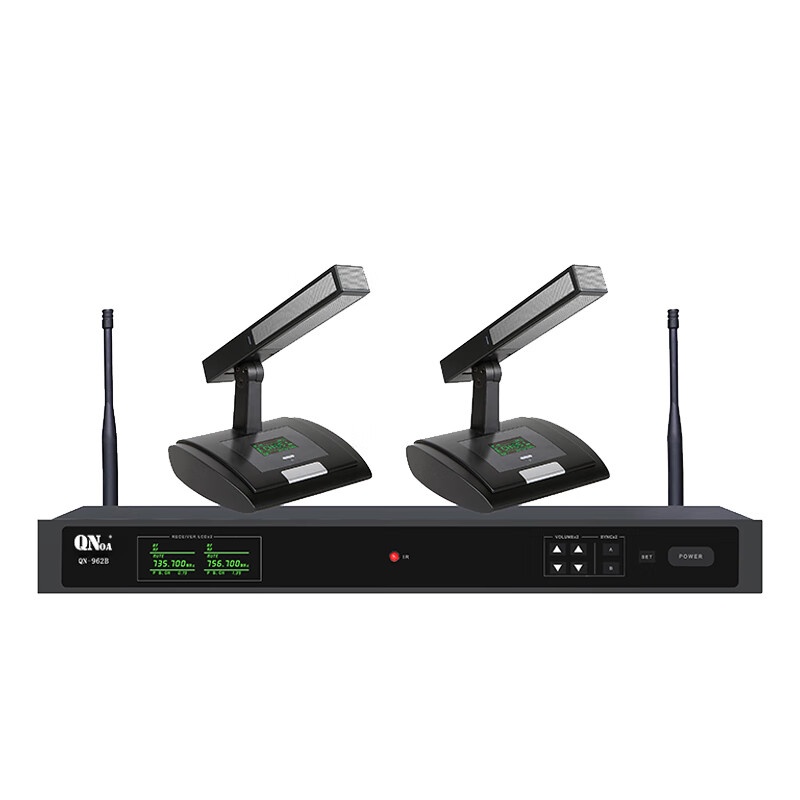 启诺（QN） QN-962B 无线会议话筒(短咪) 一拖二 （单位：套） 黑灰