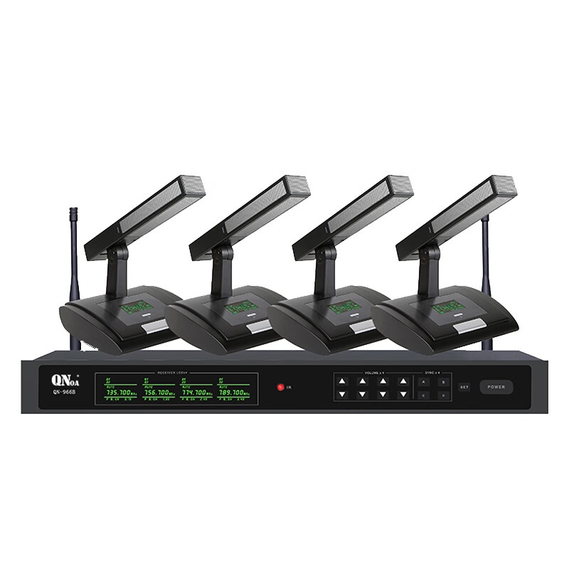 启诺（QN） QN-966B 无线会议话筒(短咪) 一拖四 （单位：套） 黑灰