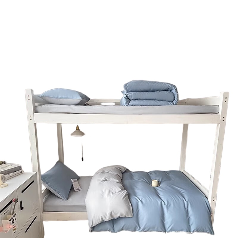 红豆家纺 床单款 单人学生宿舍床上六件套 三件套+3斤被芯+枕芯+0.9m床垫 （单位：套） 月光雾蓝